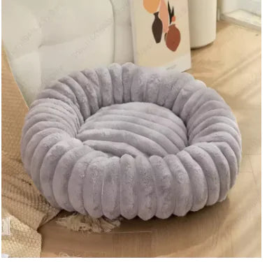 High Weight Pet Nest Straight Rabbit Plush Mat Round Long Hair Cat Nest Warm Winter Dog Bed Kennel